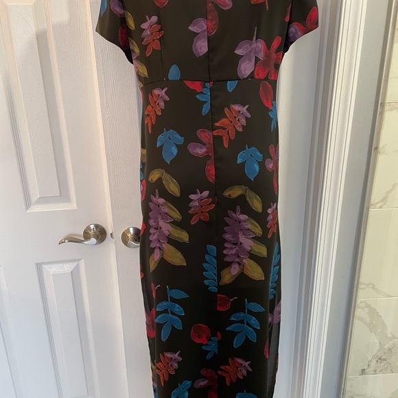 EUC LIZ CLAIBORNE long flower black dress 12 - Picture 9 of 11